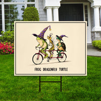 Frog Dragonfly Turtle Halloween Protest Yard Sign, Anti-Trump, No Kings Sign, Protect Democracy, Resist Fascism Yard Sign with Metal H-Stake
