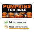 Pumpkins for Sale Banner Sign - 13 Oz Heavy Duty Waterproof Pumpkins Sale Vinyl Banner With Metal Grommets