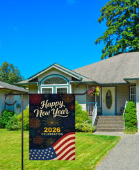 Happy New Year 2026 Garden Flag, New Year’s Eve Yard Flag, Holiday Welcome New Year Fence Front Porch Yard Decorations, Eve Party Decor Flag