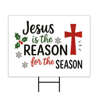 Jesus Is The Reason For The Season Yard Sign, Christmas Outdoor Decoration, Religious Holiday Lawn Sign with H-Stake, Christian Decor