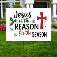 Jesus Is The Reason For The Season Yard Sign, Christmas Outdoor Decoration, Religious Holiday Lawn Sign with H-Stake, Christian Decor