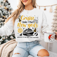 Cruising Into the New Year 2026 Sweatshirt, Custom Name Cruise Shirt, Family Vacation Matching Sweatshirt