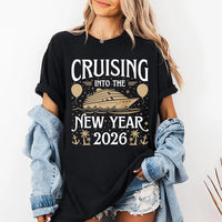 Cruising Into the New Year 2026 Shirt, Custom Name Cruise Shirt, Family Vacation Matching Tee