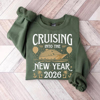 Cruising Into the New Year 2026 Sweatshirt, Custom Name Cruise Shirt, Family Vacation Matching Sweatshirt