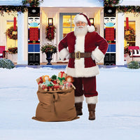 Santa Christmas Yard Sign, Outdoor Holiday Decoration with Stakes, Corrugated Plastic Santa Lawn Display for School Events & Xmas Parties