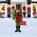 Nutcracker Yard Sign, Season’s Greetings Outdoor Christmas Decoration, Holiday Lawn & Garden Stake with Tree, Festive Xmas Yard Décor