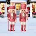 Pink Nutcracker Yard Signs Set, Christmas Outdoor Decor with Stakes, Elegant Candy Cane Nutcracker Garden Decorations for Lawn & Patio