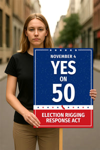 Yes on Prop 50 Protest Sign, Election Rigging Response Act Poster, Anti-Gerrymandering California Political Rally Activist Sign