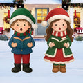 Christmas Carolers Yard Sign, Boy and Girl Outdoor Decorations with Stakes, Holiday Singing Lawn Decor for Garden, Pathway, Patio