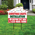 Custom Christmas Lights Installation Yard Sign, Waterproof Corrugated Plastic - Ideal for Commercial & Residential Holiday Lighting Services