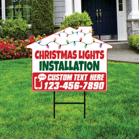 Custom Christmas Lights Installation Yard Sign, Waterproof Corrugated Plastic - Ideal for Commercial & Residential Holiday Lighting Services