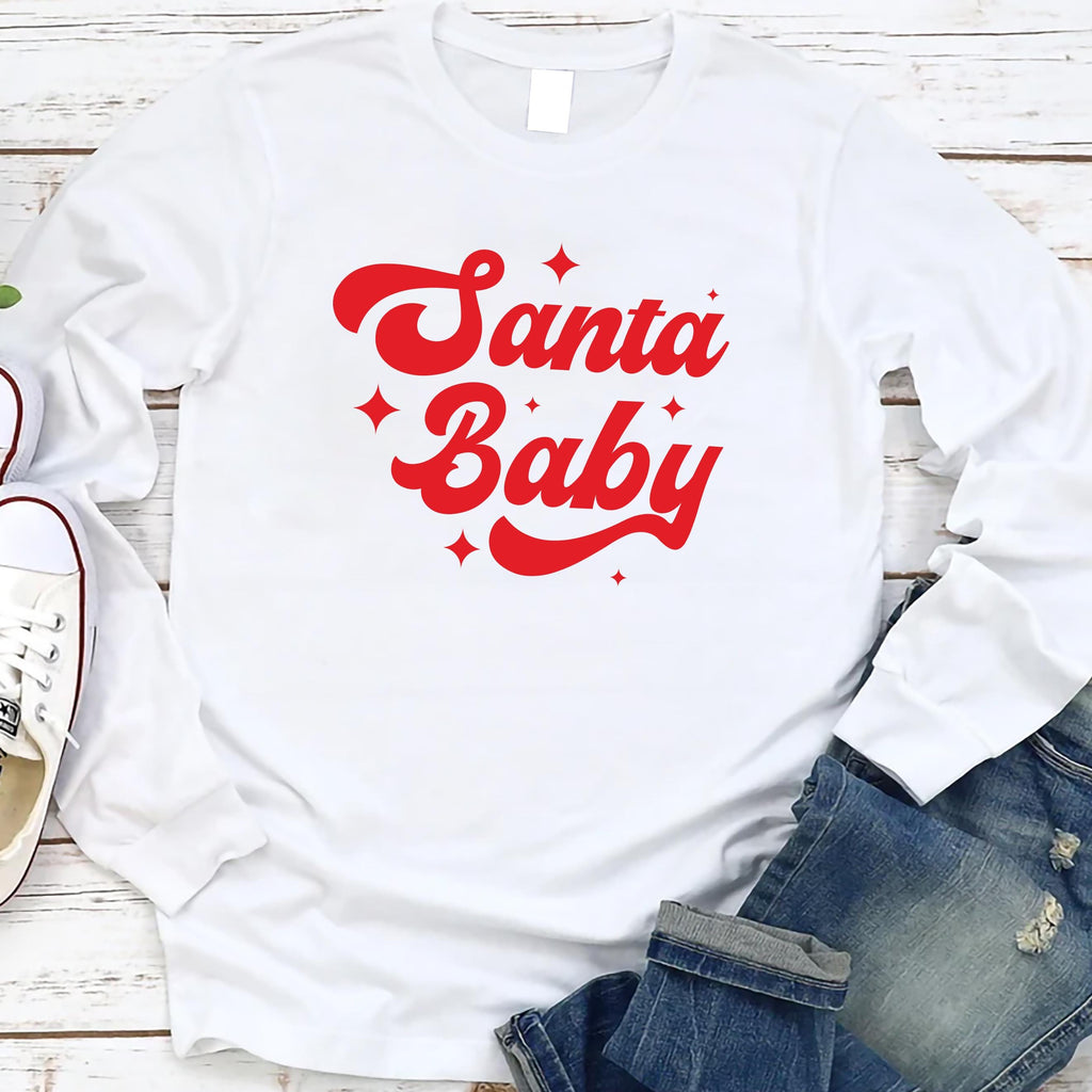 Santa Baby Long Sleeve Shirt, Santa Christmas Shirt, Preppy Christmas Tee