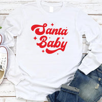 Santa Baby Long Sleeve Shirt, Santa Christmas Shirt, Preppy Christmas Tee