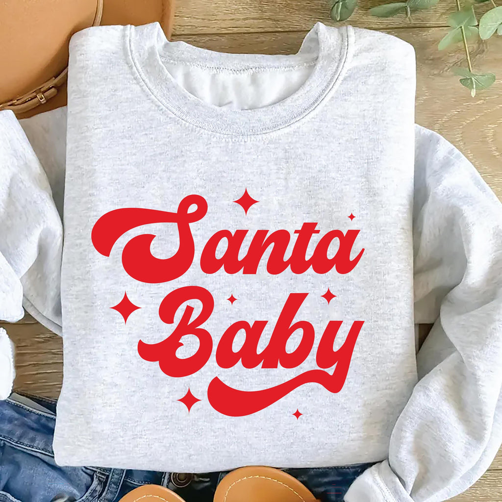 Santa Baby Sweatshirt, Santa Christmas Shirt, Preppy Christmas Sweatshirt