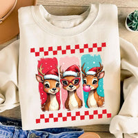 Cute Christmas Sweatshirt, Reindeer Brushstrokes Shirt, Preppy Christmas Brushstroke Sweatshirt