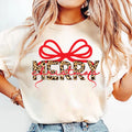 Coquette Leopard Merry Christmas Shirt, Merry Christmas Shirt, Preppy Christmas Tee