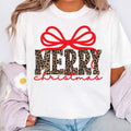 Coquette Leopard Merry Christmas Shirt, Merry Christmas Shirt, Preppy Christmas Tee