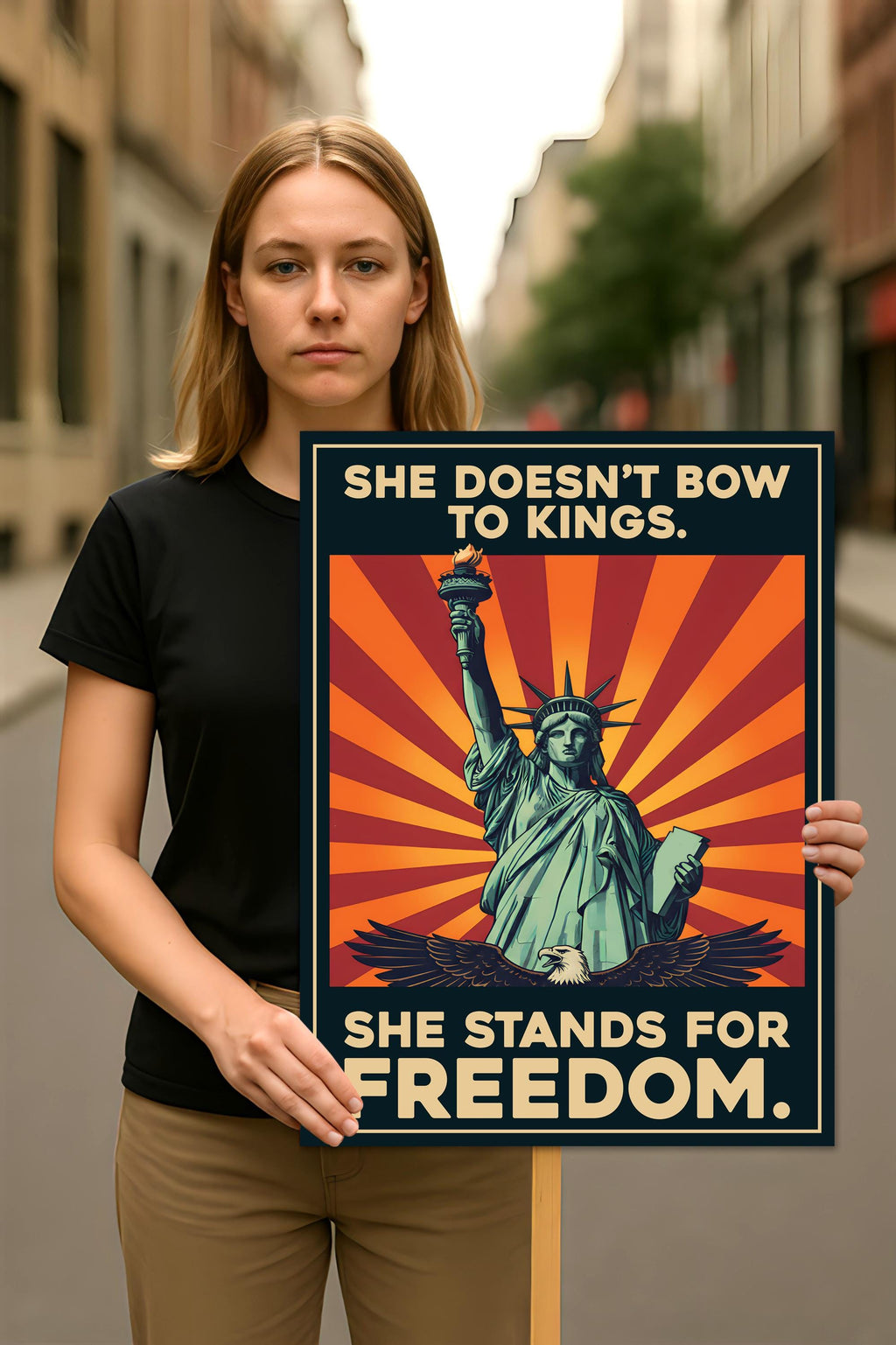 Democracy Has No Kings Protest Sign, Anti-Trump Resistance Political Activist Protest Poster, Resist Fascism Rally Sign