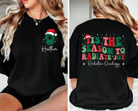 Personalized Radiation Oncology Christmas Shirt, Oncology Gift for Medical Professionals, Radiation Therapist Tee, Front Back