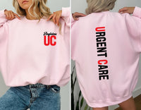 Personalized Urgent Care Sweatshirt, Emergency Medicine Shirt, Urgent Care Staff Sweatshirt, Front Back