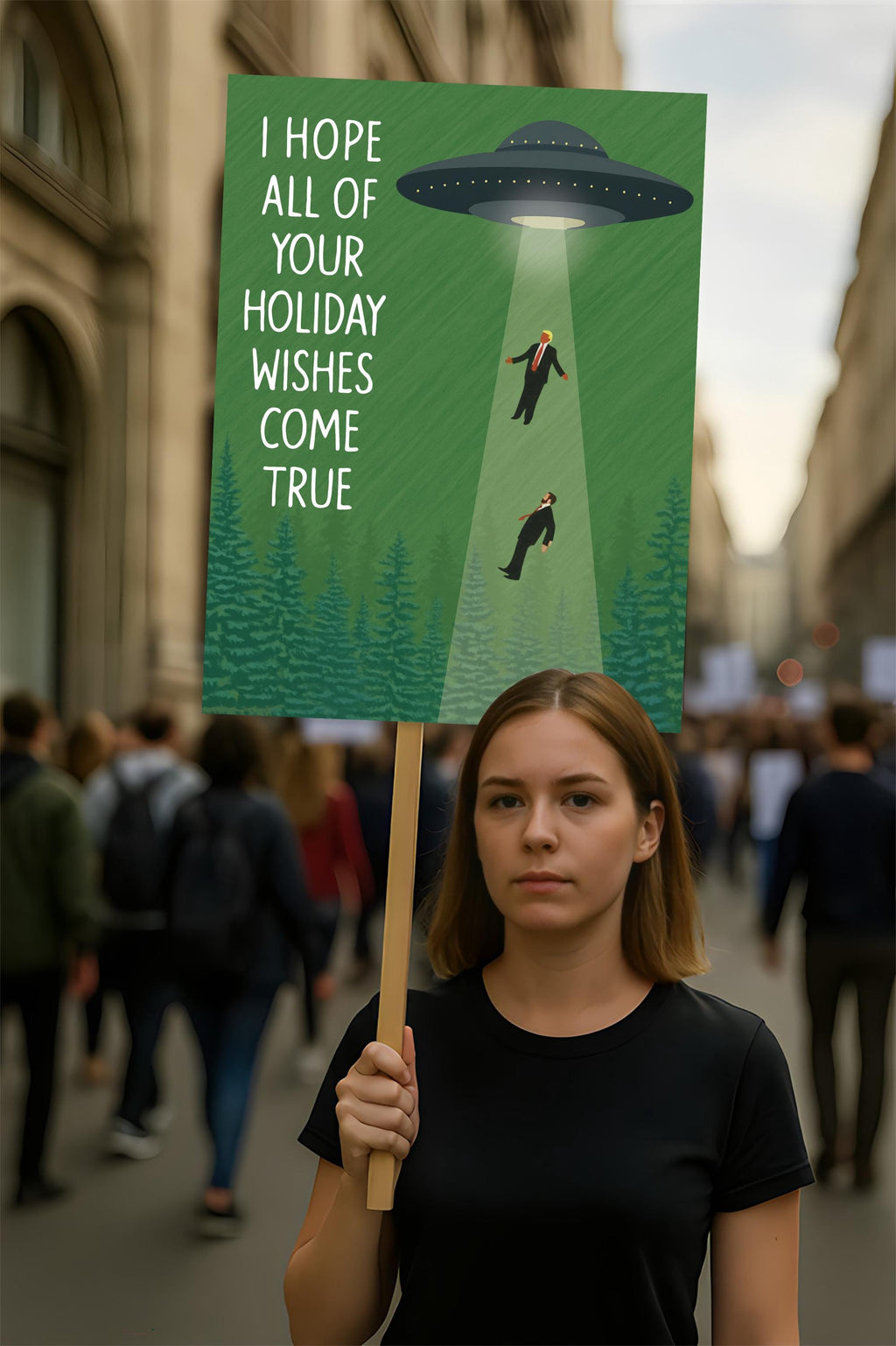 UFO Take Our Leaders Protest Sign, Anti-Trump, No Kings In America, Protect Democracy Political Activist Poster, Resist Fascism Rally Sign