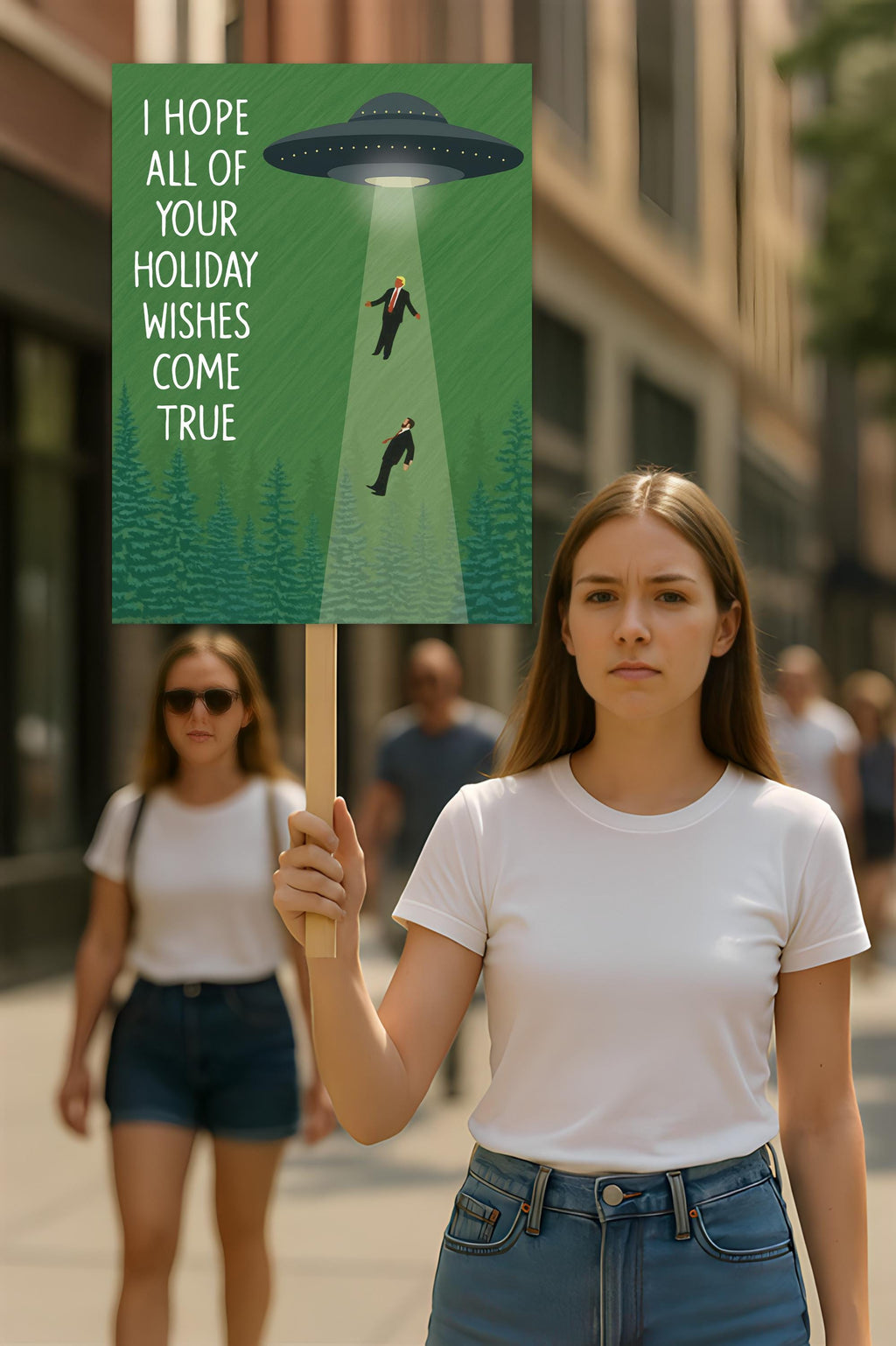 UFO Take Our Leaders Protest Sign, Anti-Trump, No Kings In America, Protect Democracy Political Activist Poster, Resist Fascism Rally Sign