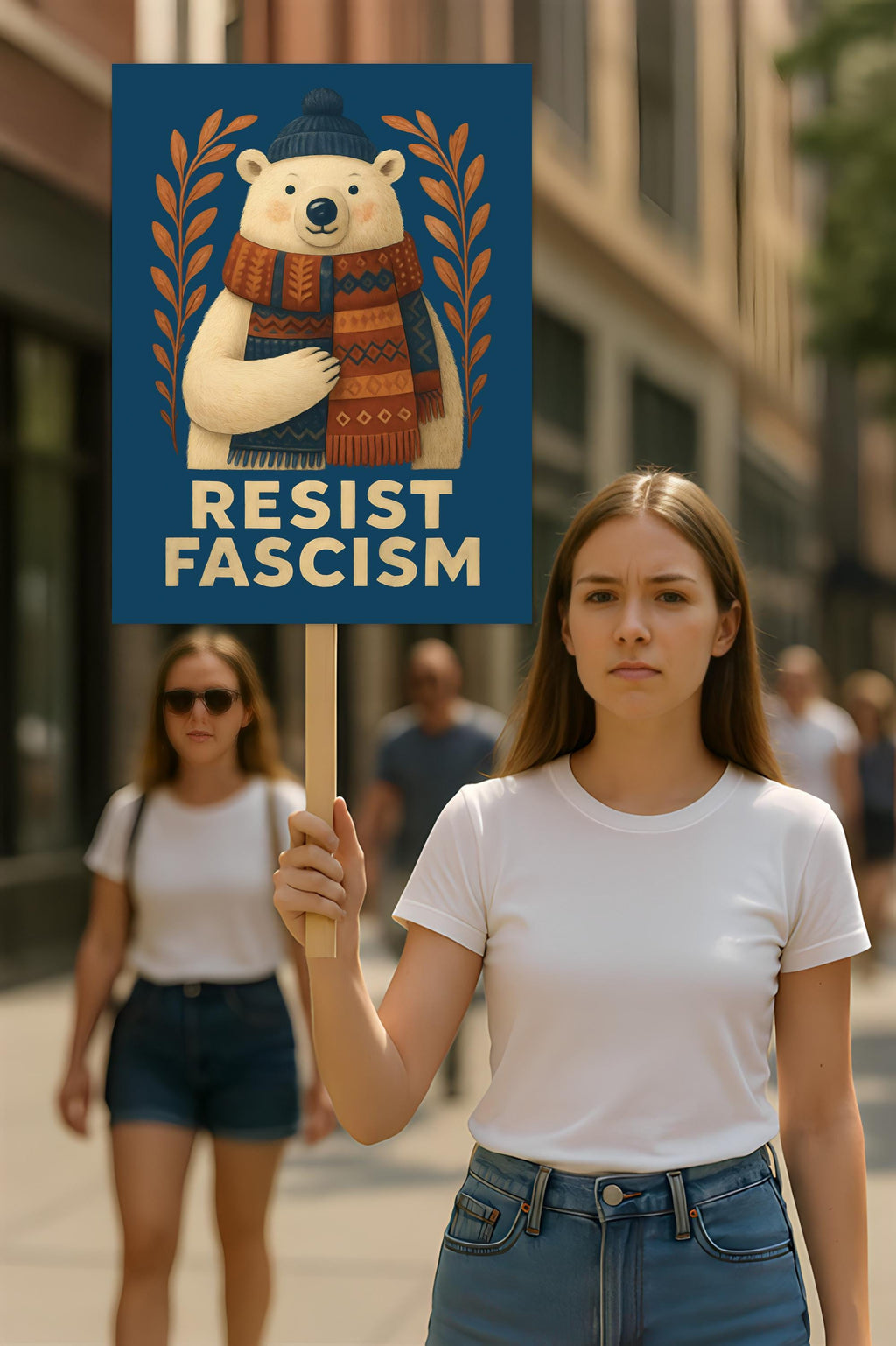 Resist Fascism Christmas Protest Sign, Anti-Trump, No Kings In America, Protect Democracy Political Activist Poster, Anti Fascist Rally Sign