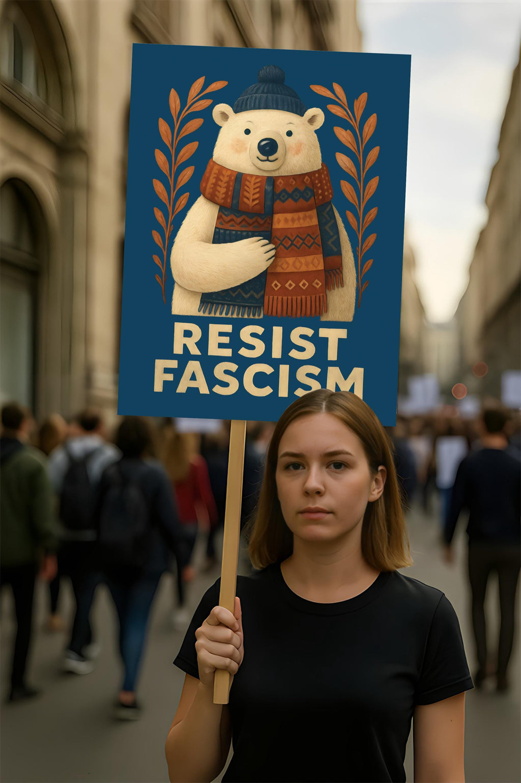 Resist Fascism Christmas Protest Sign, Anti-Trump, No Kings In America, Protect Democracy Political Activist Poster, Anti Fascist Rally Sign