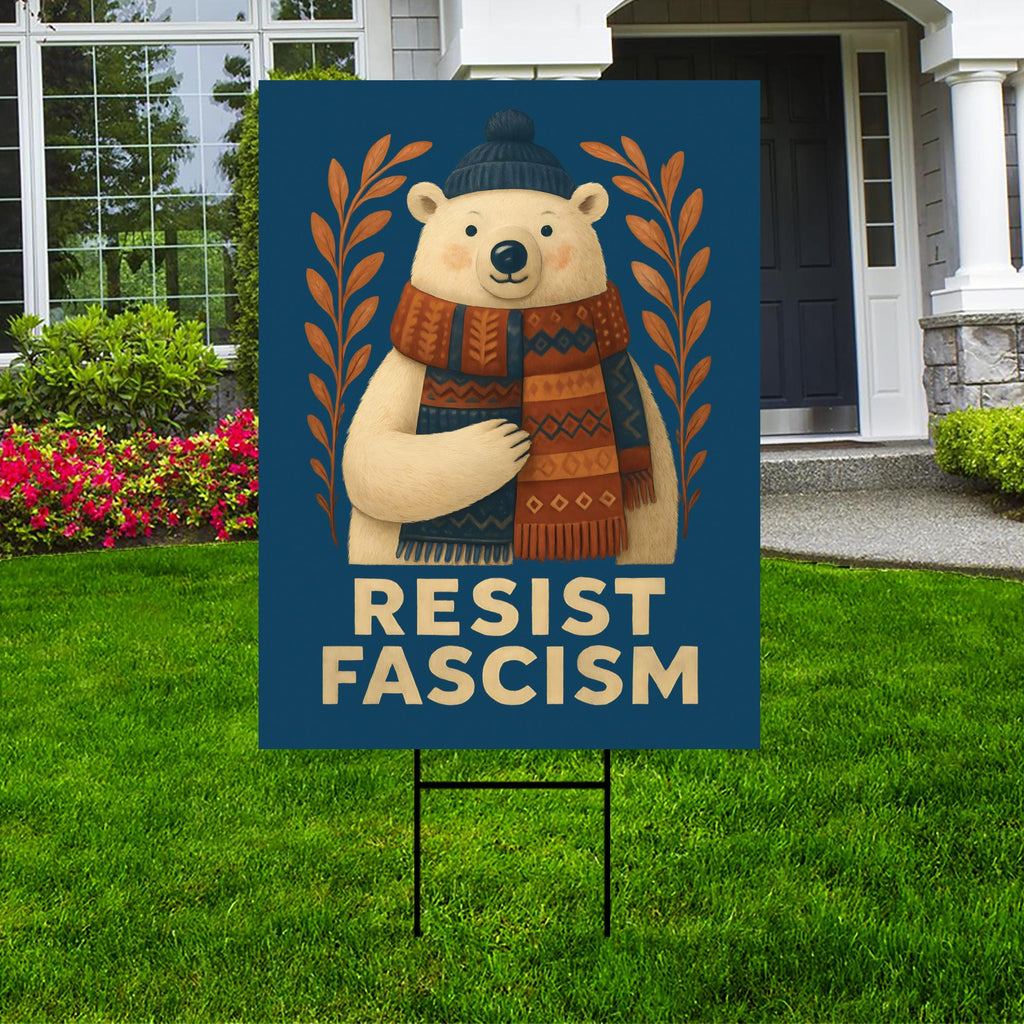 Resist Fascism Christmas Protest Yard Sign - Anti-Trump, No Kings In America, Protect Democracy, Anti Fascist Yard Sign with Metal H-Stake