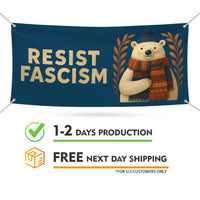 FDT Christmas Resist Fascism Banner Sign - Anti-Trump, Protect Democracy, Anti Fascist Vinyl Banner with Metal Grommets
