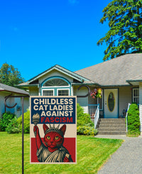 Childless Cat Ladies Against Fascism Protest Garden Flag, Double Sided, No Kings, Protect Democracy, Anti-Trump Flag, Resist Fascist Flag