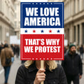 We Love America Protest Sign, Anti-Trump, No Kings In America, Protect Democracy Political Activist Poster, Anti Fascist Rally Sign