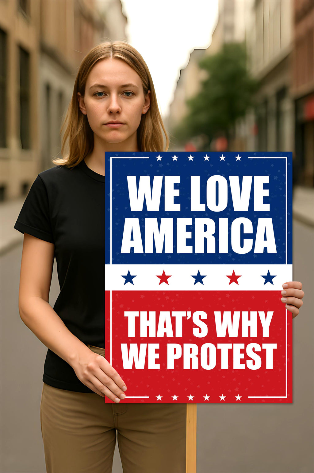 We Love America Protest Sign, Anti-Trump, No Kings In America, Protect Democracy Political Activist Poster, Anti Fascist Rally Sign