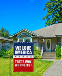 We Love America Protest Garden Flag, Double Sided, No Kings In America, Protect Democracy, Anti-Trump Flag, Anti Fascist Flag