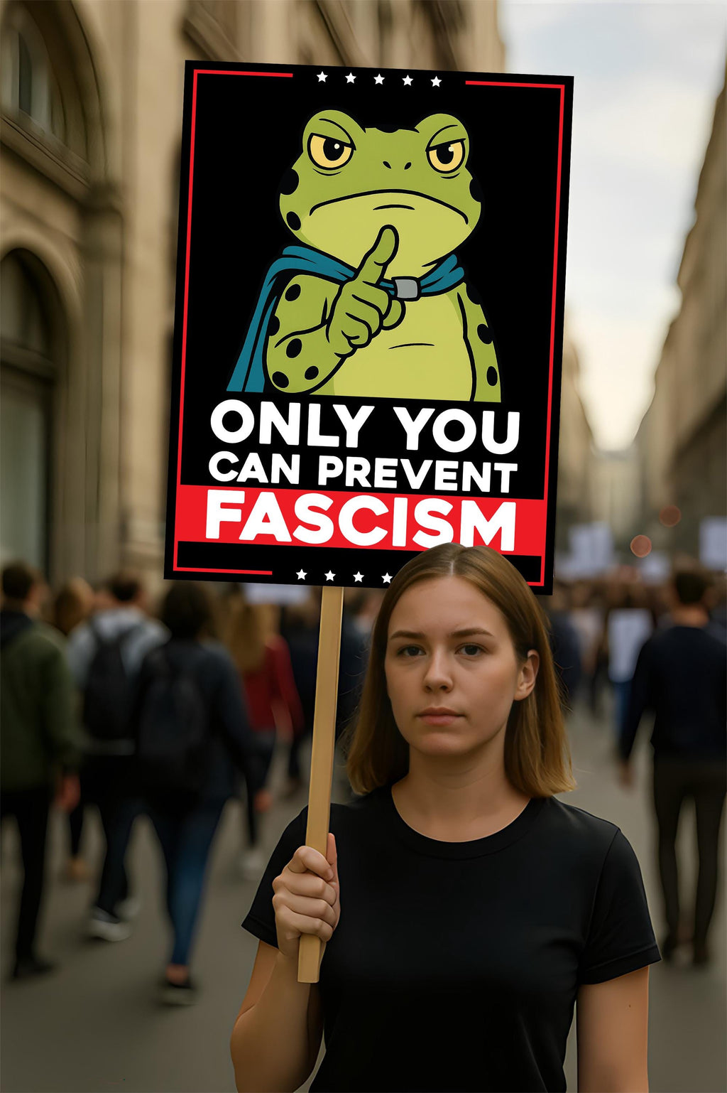 Portland Frog Anti-ICE Protest Sign, Anti-Trump, No Kings In America, Protect Democracy Political Activist Poster, Resist Fascism Rally Sign