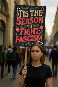 Fight Fascism Christmas Protest Sign, Anti-Trump, No Kings In America, Protect Democracy Political Activist Poster, Anti Fascist Rally Sign