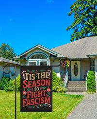 Fight Fascism Christmas Protest Garden Flag, Double Sided, No Kings In America, Protect Democracy, Anti-Trump Flag, Anti Fascist Flag