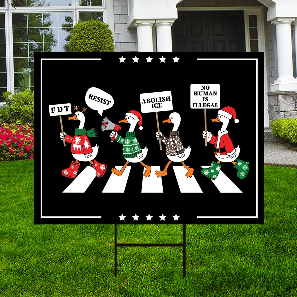Resistance Silly Goose Christmas Protest Yard Sign, Anti-Trump, No Kings In America, Protect Democracy, Anti Fascist Sign with Metal H-Stake