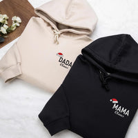 Embroidered Christmas Family Sweatshirt, Matching Xmas Hoodie, Mama Claus Shirt, Dada Claus Long Sleeve Shirt, Embroidery Santa Hat Gift