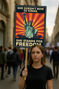 Statue of Liberty Protest Sign, Anti-Trump, No Kings In America, Protect Democracy Political Activist Poster, Anti Fascist Rally Sign
