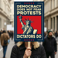 Statue of Liberty Protest Sign, Anti-Trump, No Kings In America, Protect Democracy Political Activist Poster, Anti Fascist Rally Sign