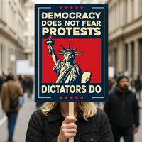 Statue of Liberty Protest Sign, Anti-Trump, No Kings In America, Protect Democracy Political Activist Poster, Anti Fascist Rally Sign