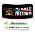 America 250 Anniversary 250 YEARS Banner Sign - Anti-Trump, No Kings, Protect Democracy, Resist Fascism Vinyl Banner with Metal Grommets