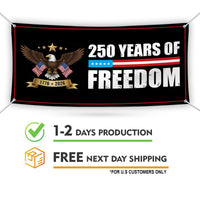 America 250 Anniversary 250 YEARS Banner Sign - Anti-Trump, No Kings, Protect Democracy, Resist Fascism Vinyl Banner with Metal Grommets