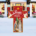 Jesus Is The Reason For The Season Nativity Yard Sign, Christian Christmas Outdoor Lawn Decor with Metal Stakes, Holy Family Garden Display