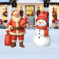 Vintage Santa and Snowman Christmas Yard Signs with Stakes, Outdoor Holiday Lawn Garden Decorations, Waterproof Winter Porch Patio Decor
