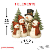 Snowman Family Yard Sign with Stakes, Christmas Outdoor Winter Lawn Decoration, Cute Holiday Garden Decor for Porch Patio Xmas Display