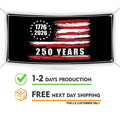 America 250 Anniversary 250 YEARS Banner Sign - Anti-Trump, No Kings, Protect Democracy, Resist Fascism Vinyl Banner with Metal Grommets