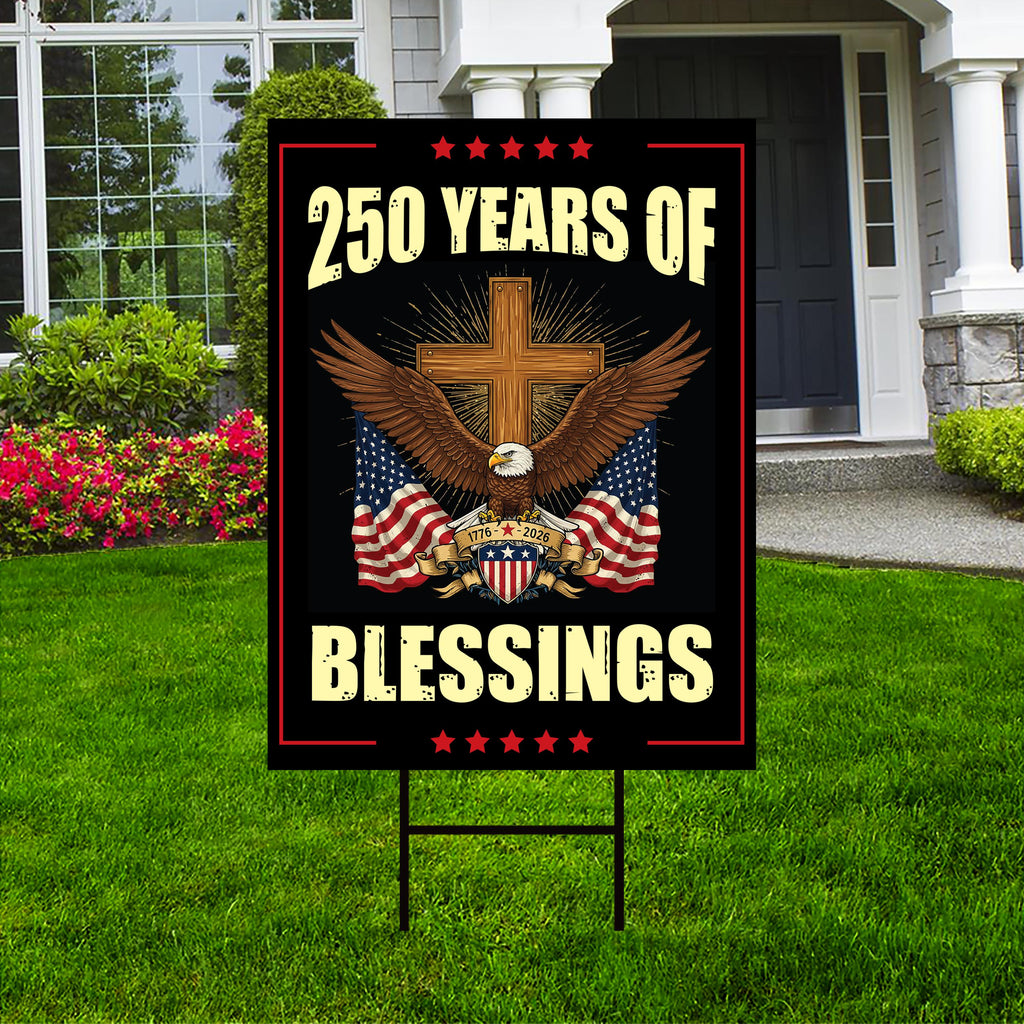 America 250 Anniversary 250 YEARS Protest Yard Sign - Anti-Trump, No Kings In America, Pro Democracy, Resist Fascism Sign with Metal H-Stake