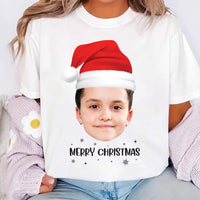 Custom Face Christmas Shirt, Personalized Santa Hat Shirt, Matching Family Gift Tee